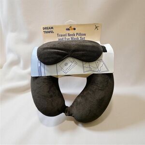 B3 Black Travel Neck Pillow and Eye Mask Set